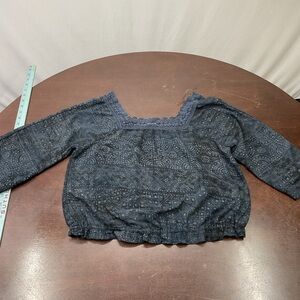 Maurices Navy Eyelet Crochet-Trim Top